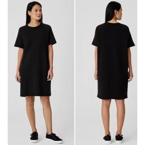 Eileen Fisher Organic Cotton French Terry Dress Boxy Fit, Knee Length, XS
